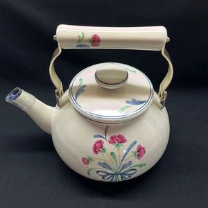 NWT Lenox Poppies On Blue Tea Kettle